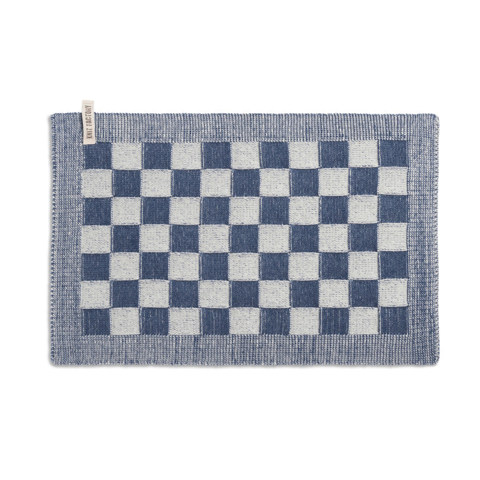 Knit Factory Gebreide Placemat Block - Ecru|Jeans - 50x30 cm