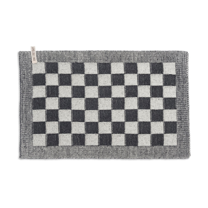 Knit Factory Gebreide Placemat Block - Ecru|Antraciet - 50x30 cm