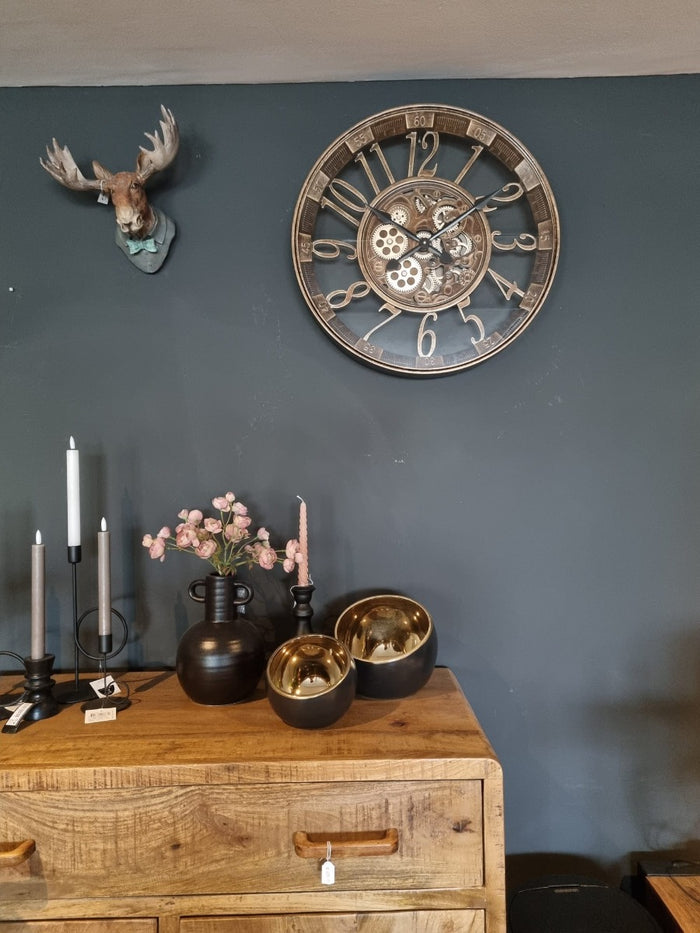 Van der Velde Klok industrieel Ylva Open - wandklok Goud - klok met…