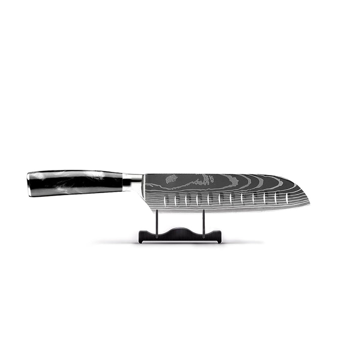 Shinrai Japan - Japanse Damascus Print Onyx Epoxy - Santoku mes (18cm)