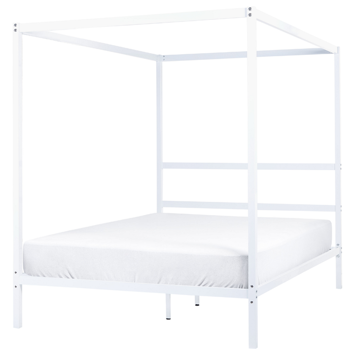 Beliani - LESTARDS - Hemelbed - Wit - 140 x 200 cm - Staal