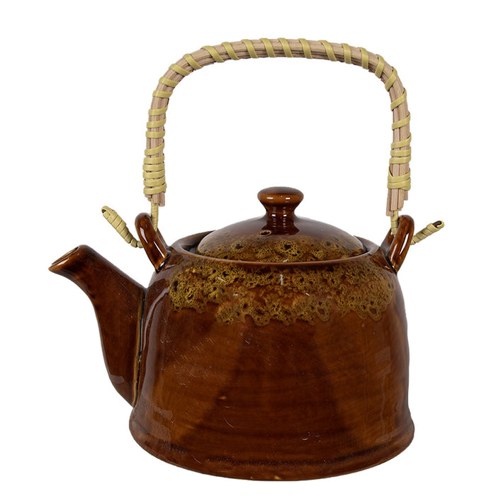 Clayre & Eef Theepot met Filter 750 ml Bruin Geel Keramiek