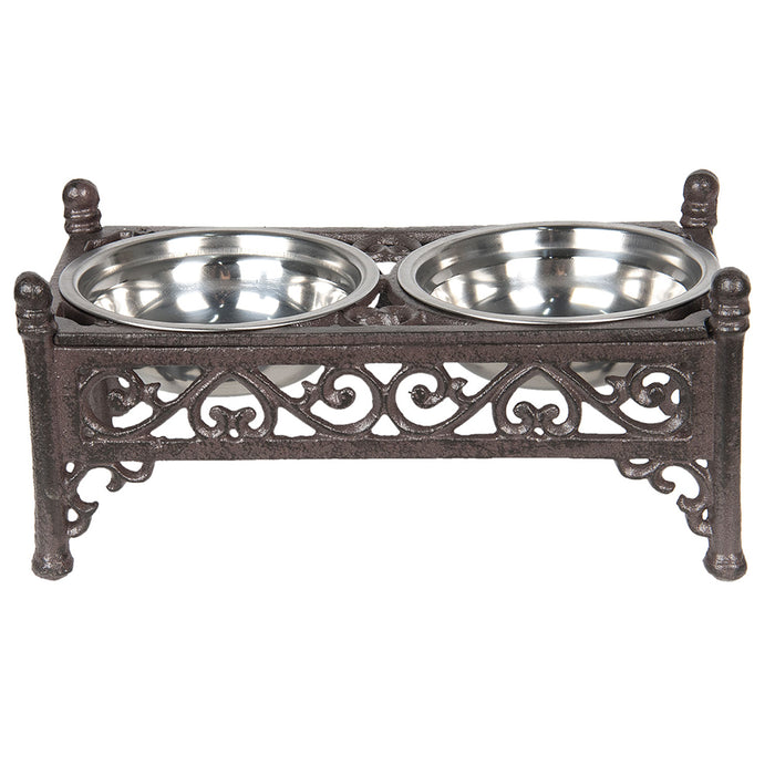 Clayre & Eef Voerbak hond 28x15x13 cm Bruin IJzer