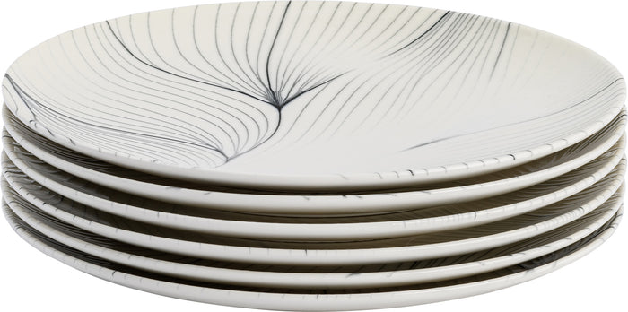 Lite-Body Hermes Dinerborden - Set van 6 stuks - Ø26 cm - Wit reliëf