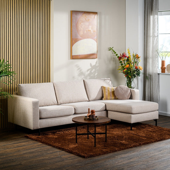 Lions Design Moulin Beige 3-zits Bank + Chaise Longue Rechts|Links