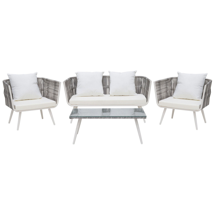 Beliani - RAGUSA - Loungeset voor 4 - Wit - PE rotan
