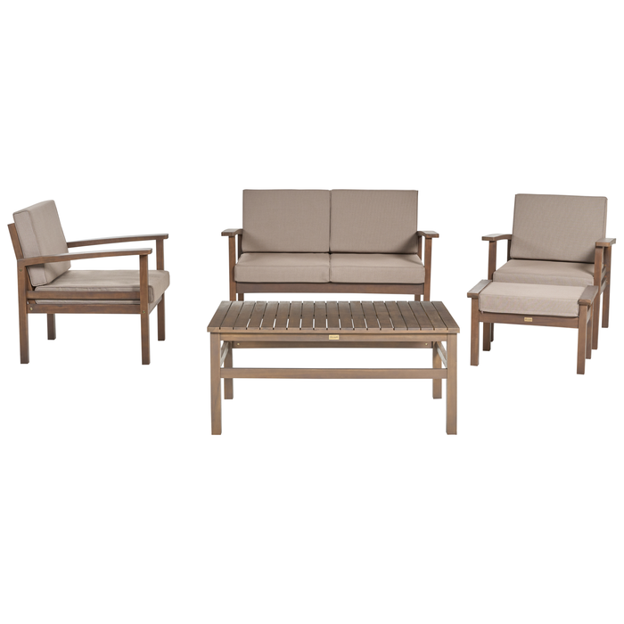 Beliani - MANILA II - Loungeset voor 4 - Donker houtkleur - Acaciahout