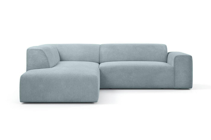 NADUVI Collection Nina Big Hoekbank Links - Ribstof - Grijsblauw