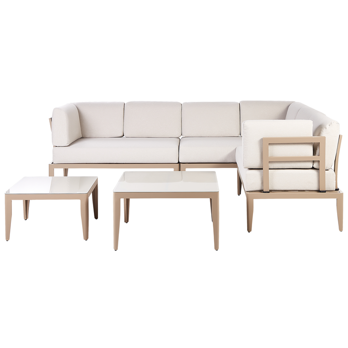 Beliani - RIMA III - Loungeset voor 6 - Lichtbeige - Aluminium