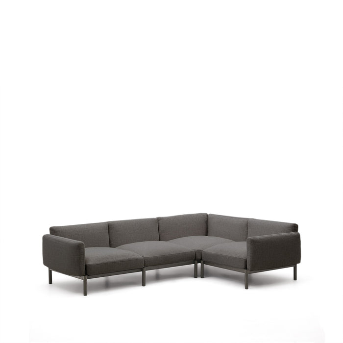 Kave Home - Sorells modulaire 5-zits buitenbank met grijze bekleding
