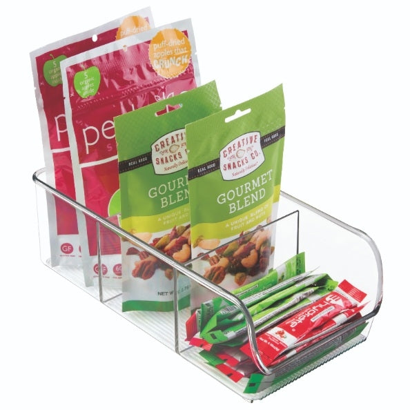 Open Opbergbox met 3 Vakken, 14 x 27.9 x 8.9 cm, Kunststof, Transparan