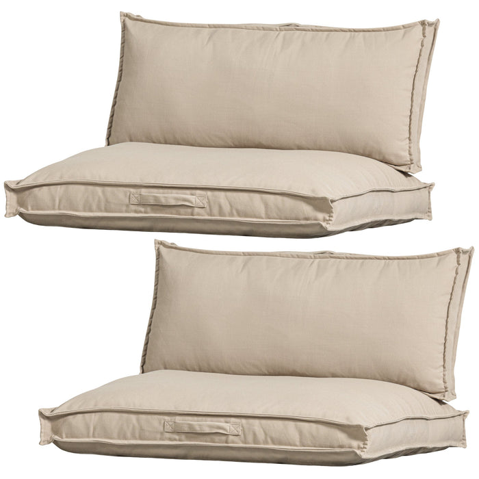 WOOOD Zit-|Rugkussen Victor - Polyester - Zand - Set van 2