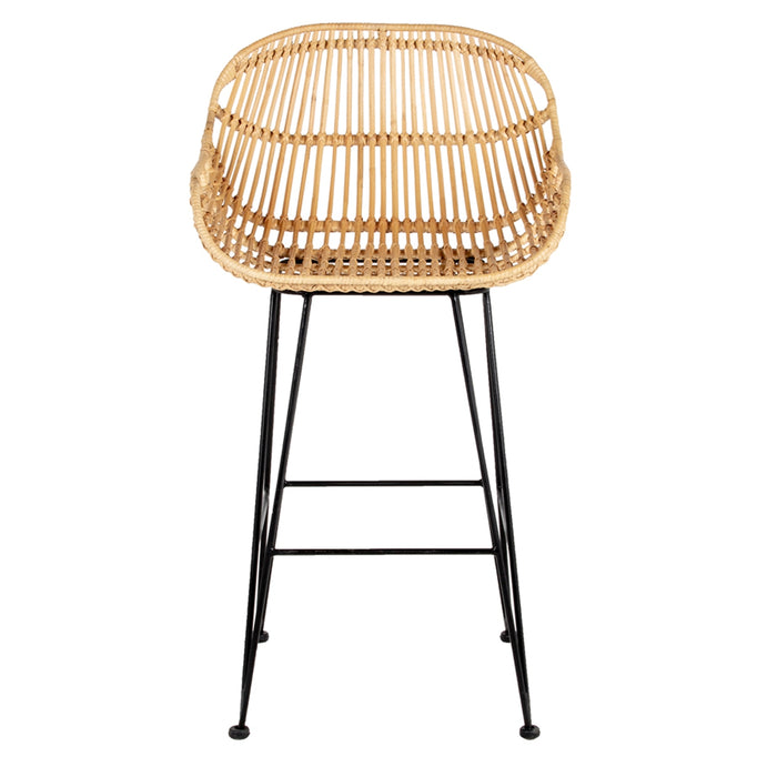Giga Meubel - Barstoel Naturel Rotan & Metaal - 50x52x95cm - Sava