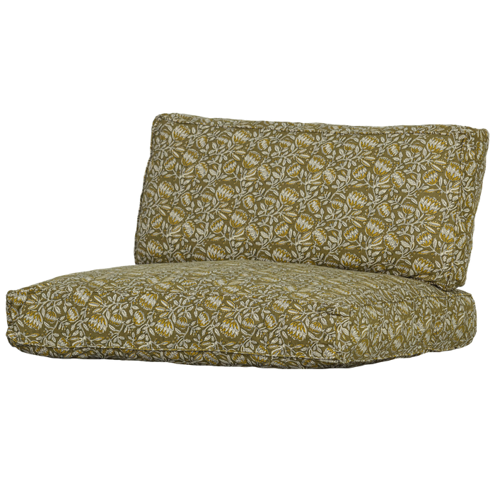 WOOOD Bloom Zit-|Rugkussen - Katoen - Groen - 90x40x14|90x80x14