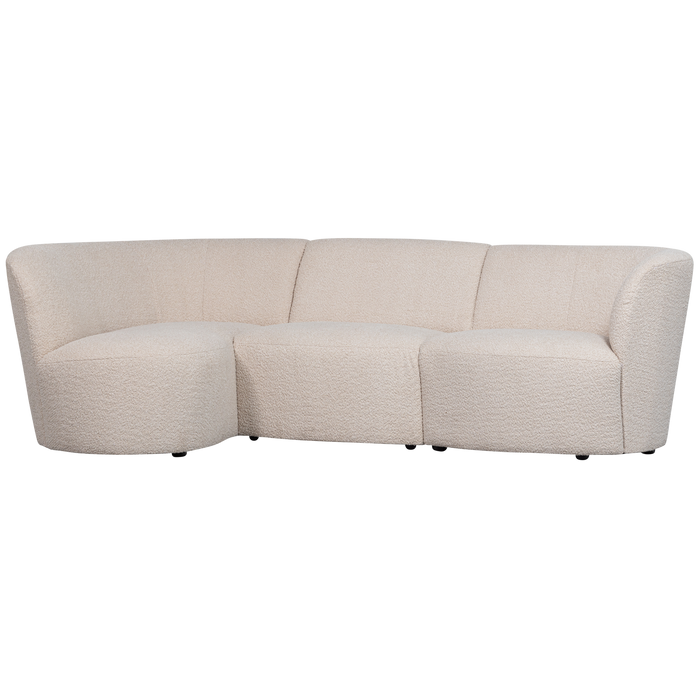 WOOOD Coco 3-Zits Ronding Links - Bouclé - Creme - 70x230x138