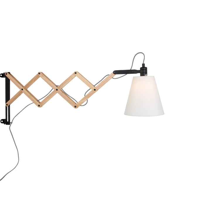 Mexlite - wandlamp - Dion - naturel - hout stof - bedlampje - E14 - 8852BE