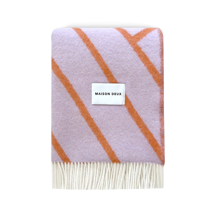 MAISON DEUX Plaid Lines - Lila | Oranje - 130 x 200 cm