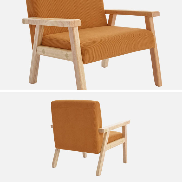 sweeek - Scandinavische kinderfauteuil in corduroy en rubberhout