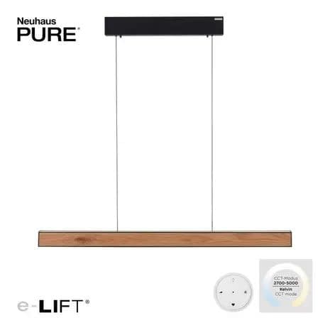 Neuhaus PURE® Hanglamp PURE E-MOTION Black - Wood e-LIFT 120cm incl.