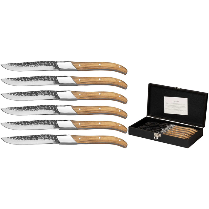 Jay Hill Steakmessen Laguiole - Raw Black - Olijfhout - 6 Stuks