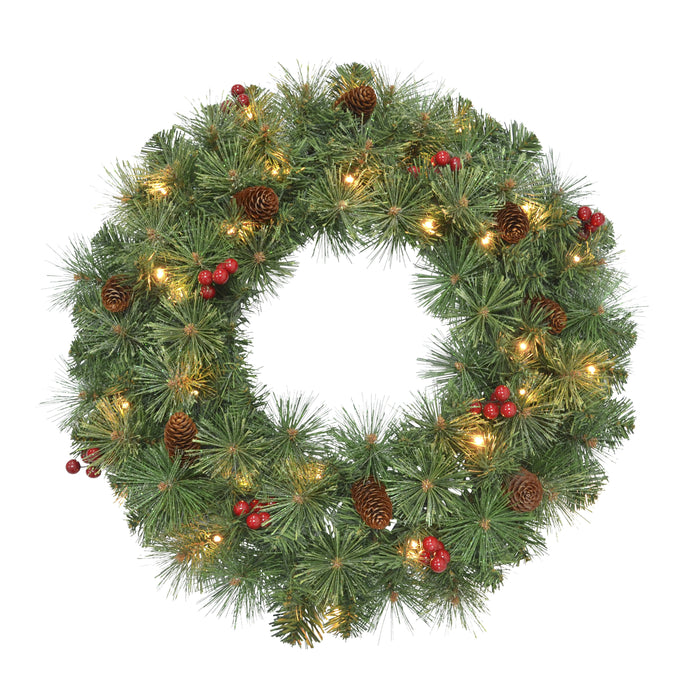 Black Box Trees Warth Kerstkrans met LED en Decoratie - Ø60 cm - Groen