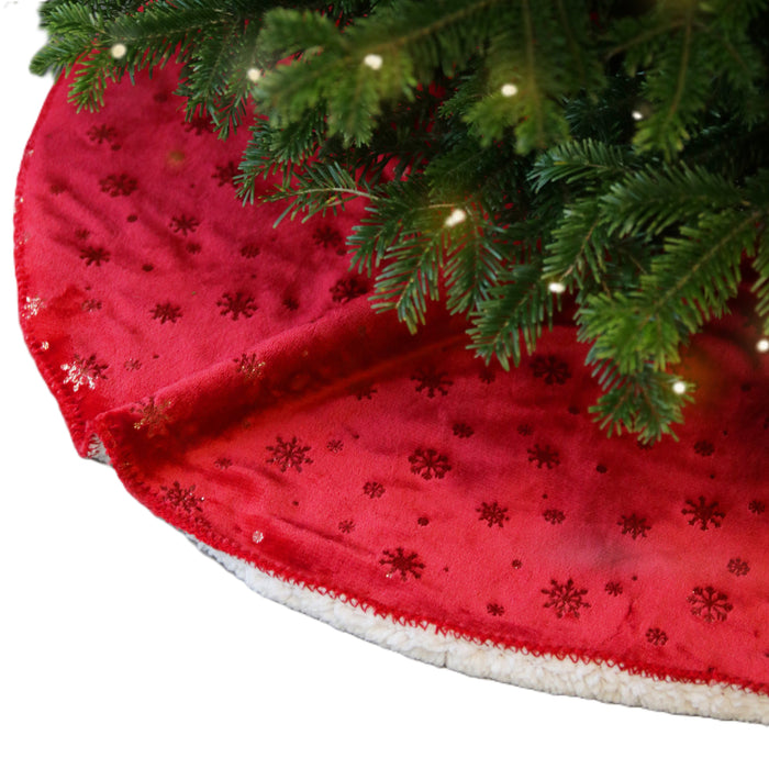 Unique Living Kerstboomrok - rood - sneeuwvlokken - D100 cm