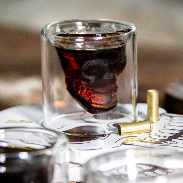 Aretica Shot glaasje Skull set van 4 glas -