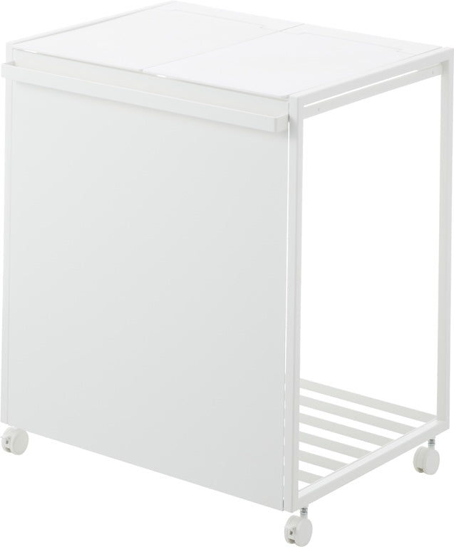 Yamazaki Afvalscheidingsprullenbak met wielen - 2 comp - Tower - Wit