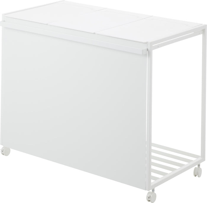 Yamazaki Afvalscheidingsprullenbak met wielen - 3 comp - Tower - Wit
