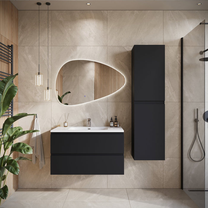 Badplaats Badkamermeubel Set Angela 100cm - Mat Zwart - Badmeubel