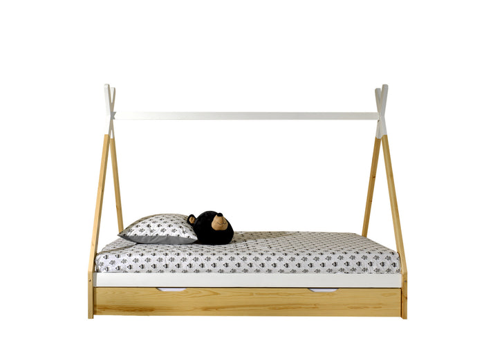 Vipack Tipi Eenpersoonsbed met Bedlade 90 x 200 cm - Naturel Wit