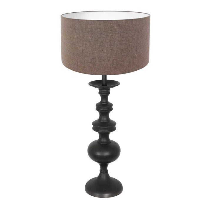 Anne Lighting - tafellamp - Lyons - zwart - hout linnen - Ø 40cm -