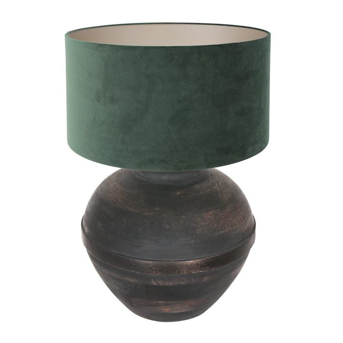 Anne Lighting - tafellamp - Lyons - zwart - hout stof - Ø 40cm - E27