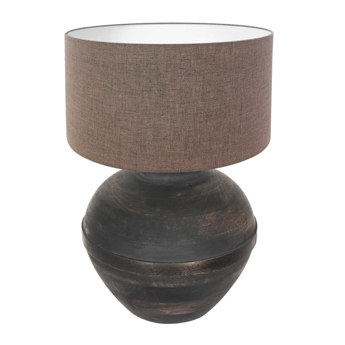 Anne Lighting - tafellamp - Lyons - zwart - hout stof - Ø 40cm - E27