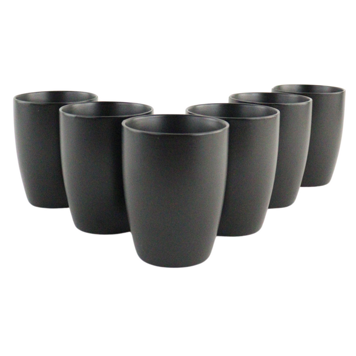 OTIX Koffiekopjes Set van 6 Koffietassen Zwart Mat 340ml Zonder Oor...