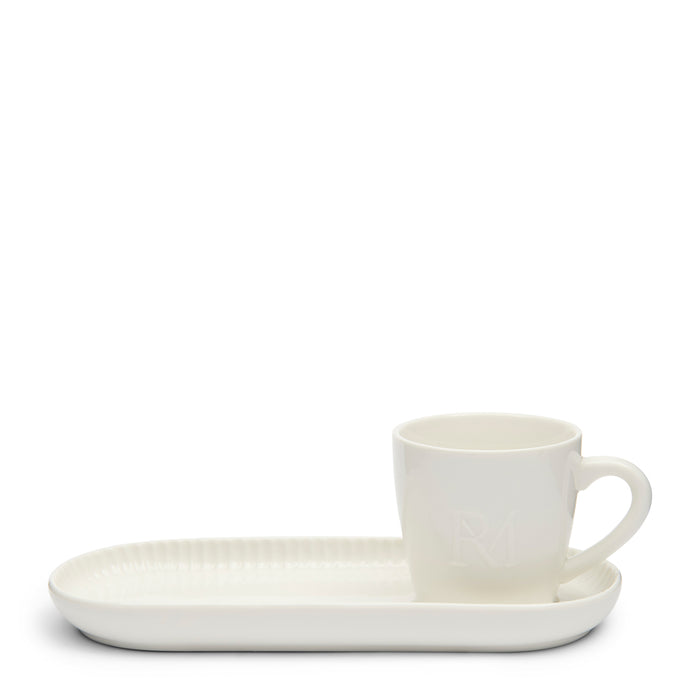 Riviera Maison Kop en schotel Wit - Caffè Koffiekopjes set - Porselein