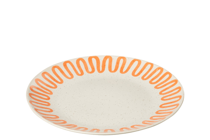 J-Line bord Curve - porselein - oranje - large - 4 stuks