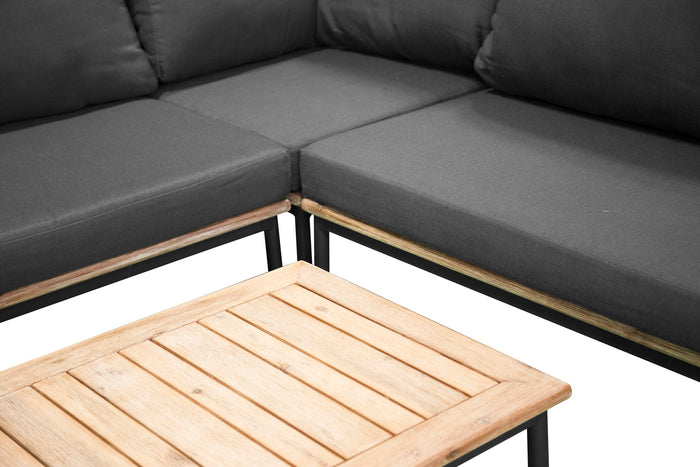 Fjôrd - Loungeset Zwart - Aluminium|Acaciahout - Andorra