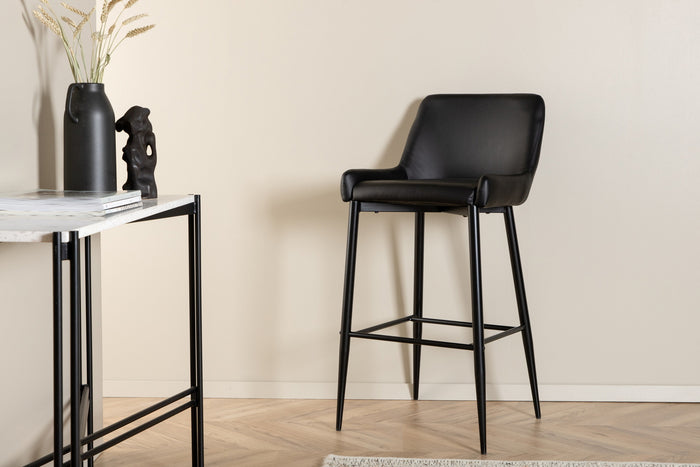 Fjôrd - Barkruk Zwart - PU Leer - Plaza - Set van 2