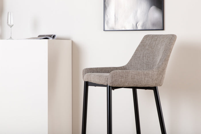 Fjôrd - Barkruk Beige|Zwart - Linnen - Plaza - Set van 2