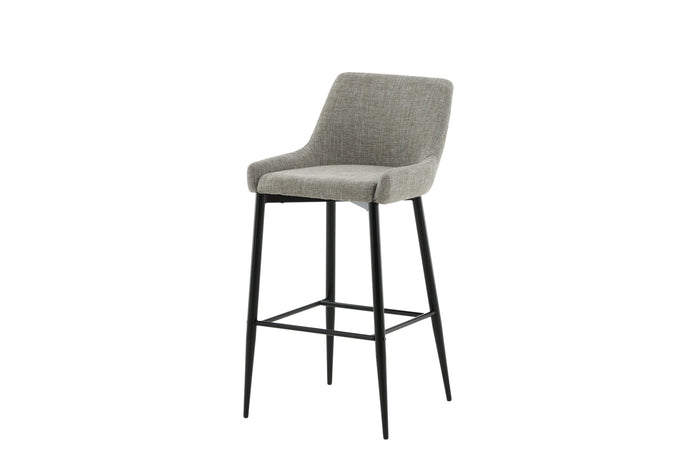 Fjôrd - Barkruk Beige|Zwart - Linnen - Plaza - Set van 2