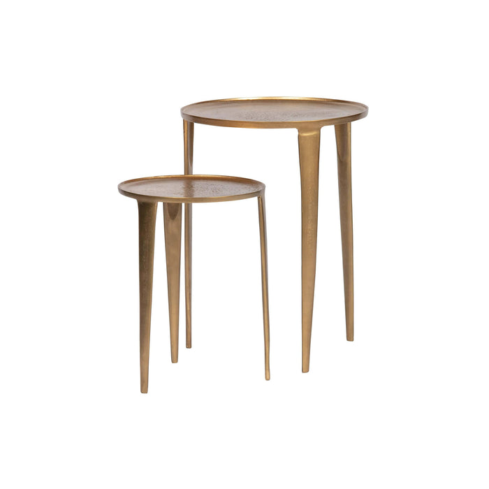 WOOOD medaillon bijzettafels set van 2 metaal antique brass