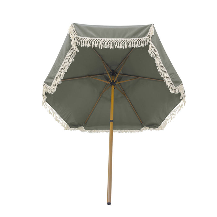 sweeek - Parasol recht met franjes 2m, staal
