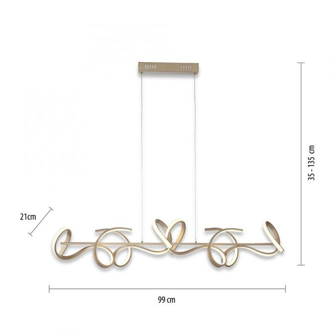 Paul Neuhaus Curls Hanglamp Mat Goud 40Watt incl. Dimmer