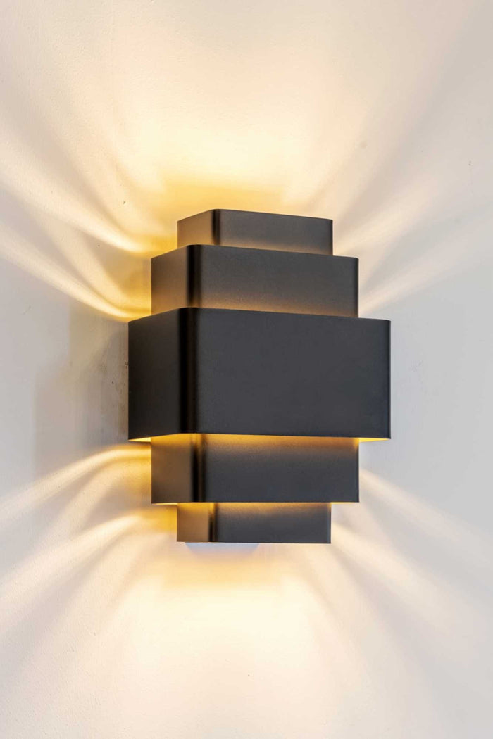 Artdelight Wandlamp Layers Zwart - Goud Up & Down 27.5x20cm excl. 3 x