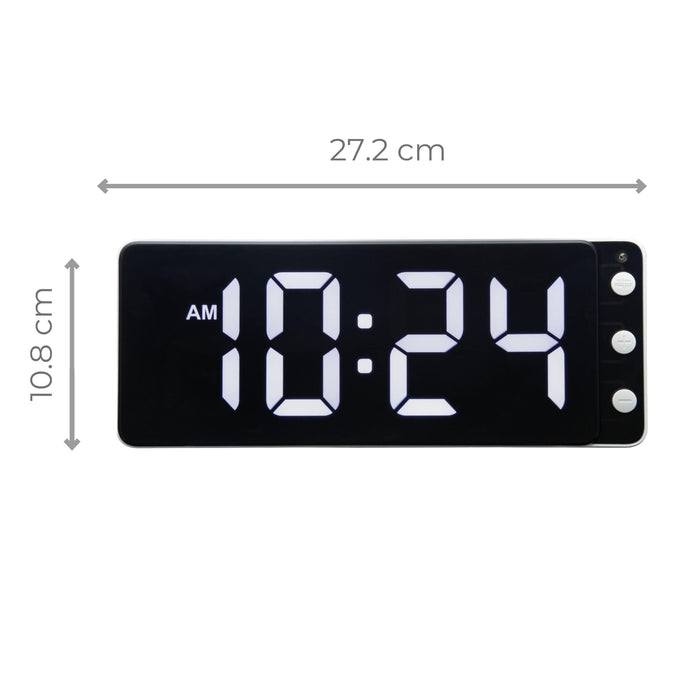 NeXtime - Tafel|Wandklok 27.2x10.8x3cm - LED - Wit - ABS - NeXtime