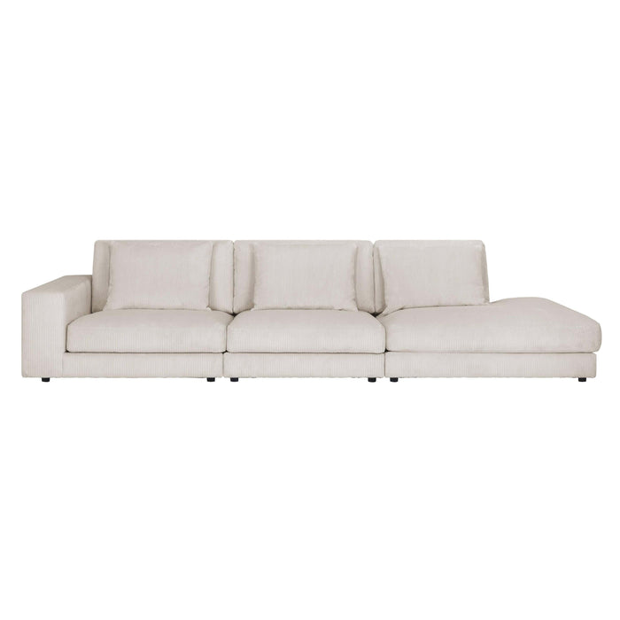 by fonQ Snug 3-zitsbank - Open Eind Rechts - Rib - Crème