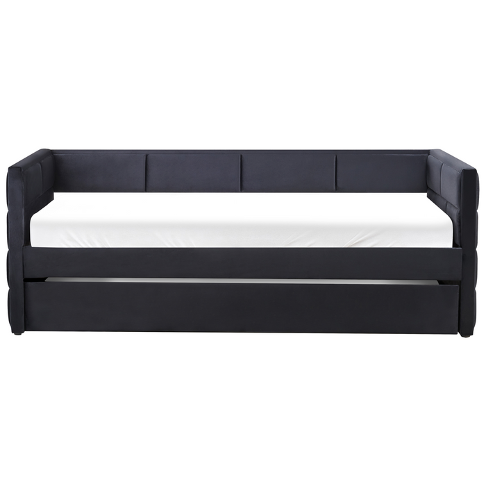 Beliani - CHAVONNE - Slaapbank - Zwart - 90 x 200 cm - Fluweel