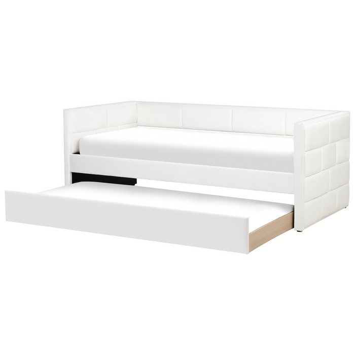 Beliani - CHAVONNE - Slaapbank - Gebroken wit - 90 x 200 cm - Fluweel