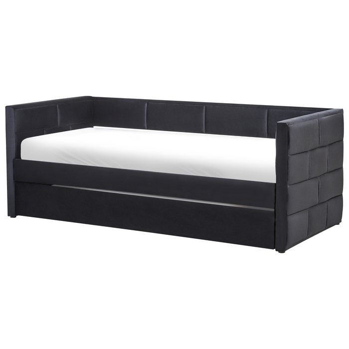 Beliani - CHAVONNE - Slaapbank - Zwart - 90 x 200 cm - Fluweel
